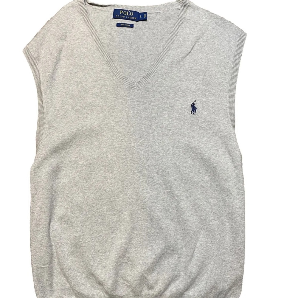 Polo Ralph Lauren Sweater Vest Gray Sz L Casual Sweater Preppy Golf